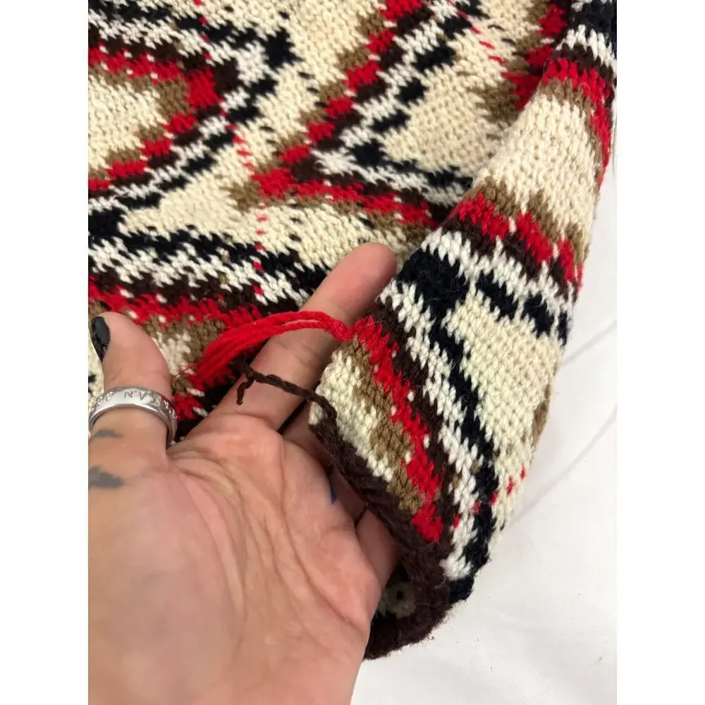 VTG Handmade Crocheted Hand Woven Purse Zigzag‎